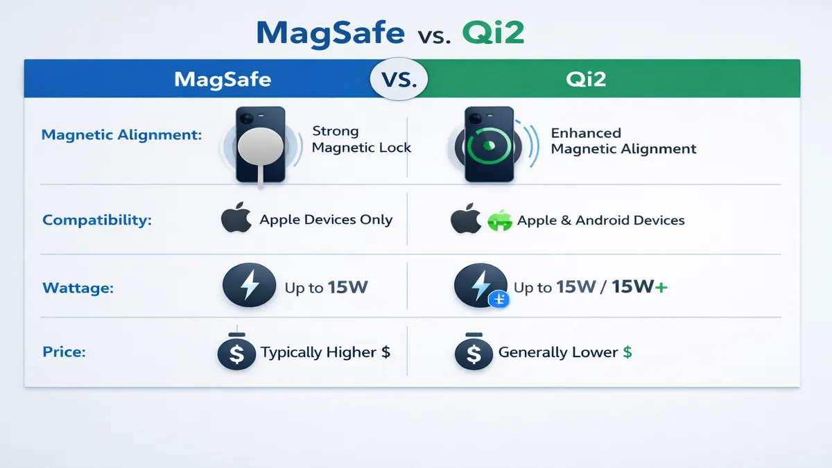 MagSafe vs Qi2 comparison