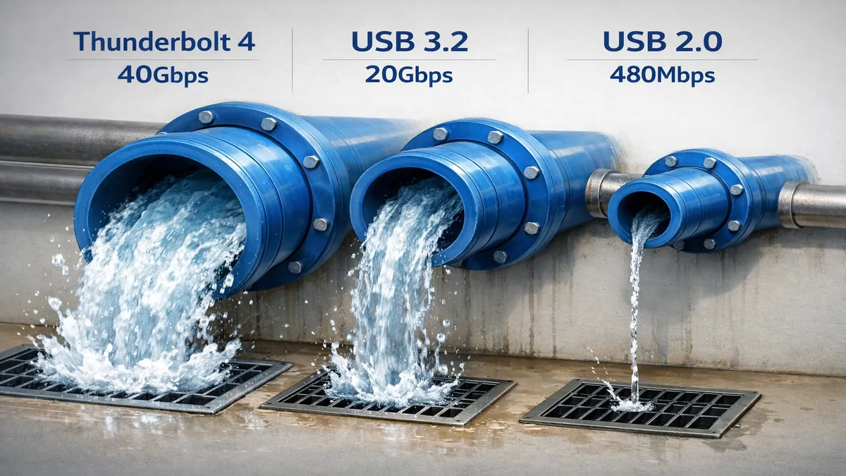 Thunderbolt 4 vs USB 3.2 speed comparison