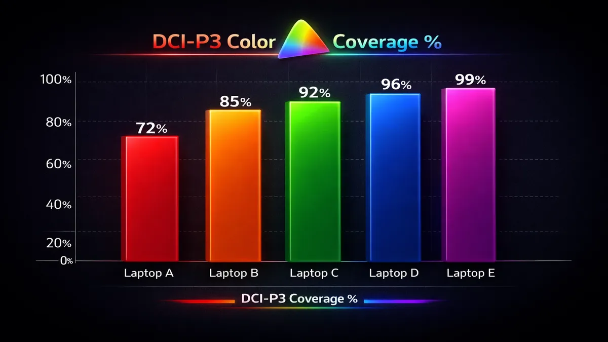 Laptop display color accuracy DCI-P3 coverage