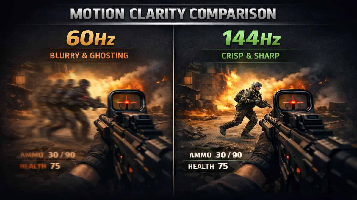 60Hz vs 144Hz gaming monitor motion clarity