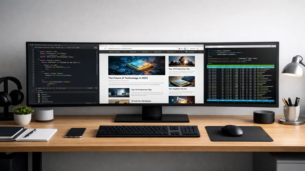 Ultrawide monitor productivity multi-window setup