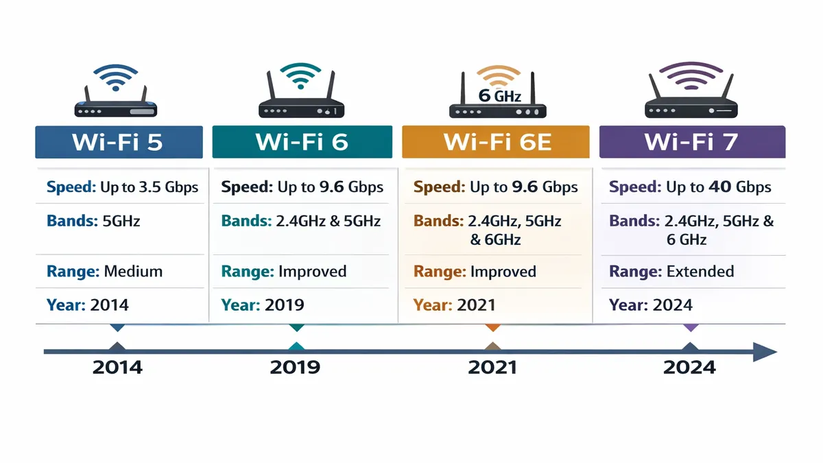 WiFi 5 vs 6 vs 6E vs 7 comparison