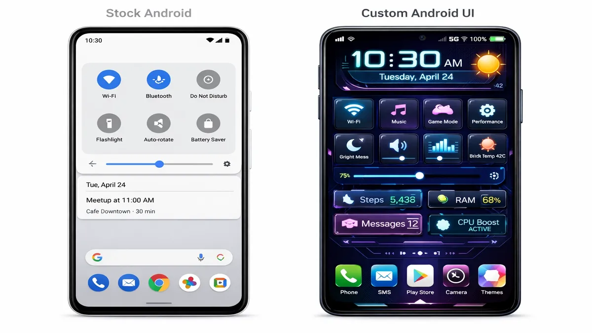 Stock Android vs custom UI comparison