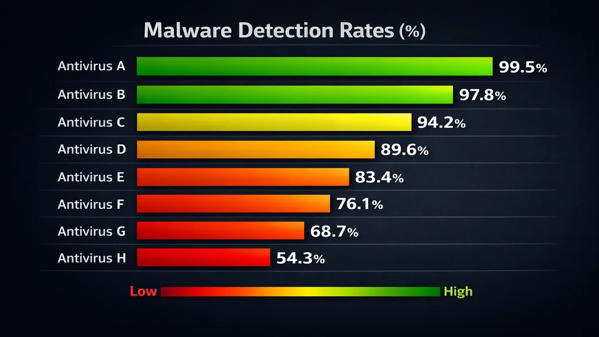 Antivirus detection rate comparison 2026 — malware protection scores