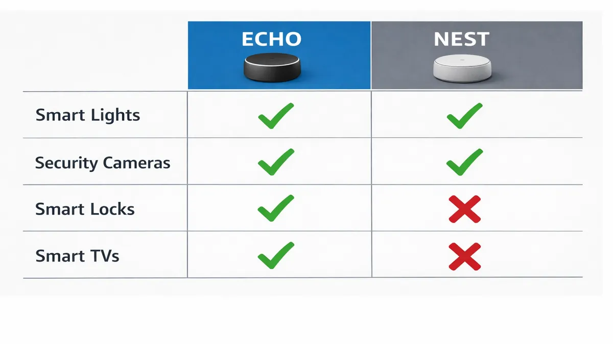 Smart home device compatibility — Echo vs Nest