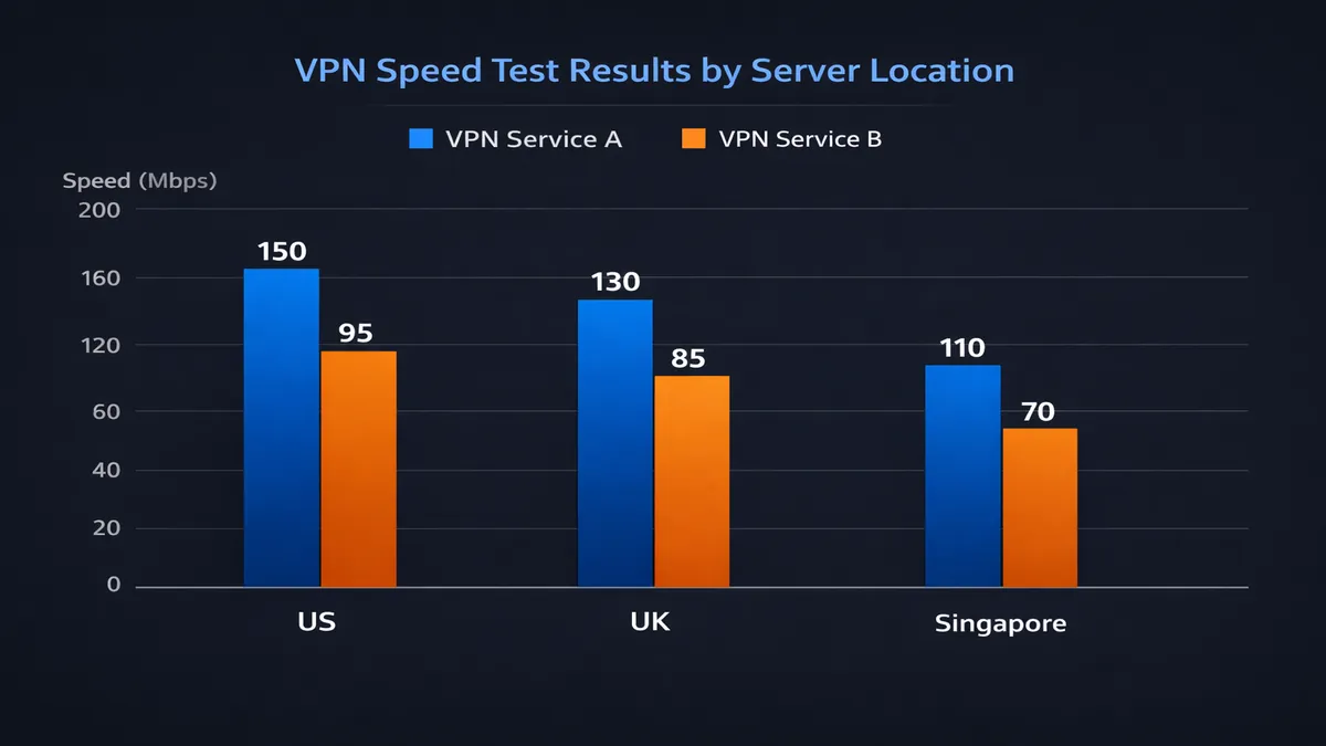 NordVPN vs ExpressVPN speed comparison chart